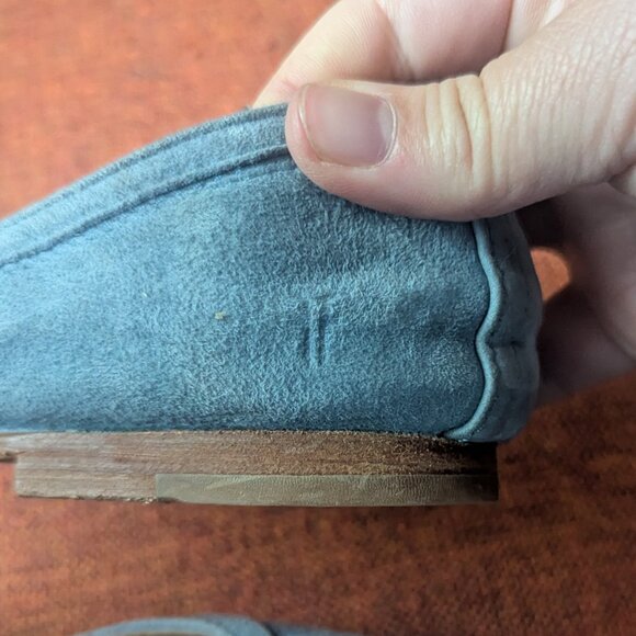 Frye Carson Ballet Flats Blue Leather Suede Slip On Round Toe Preppy Aqua - Picture 6 of 9